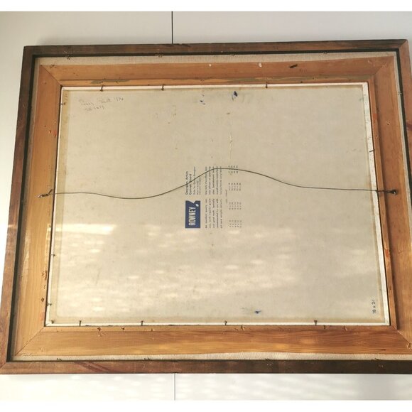 Original Oil Painting Waterfront by Peggy Hill Signed 1974 H 24.25 inch, W 30.25 - Picture 13 of 16